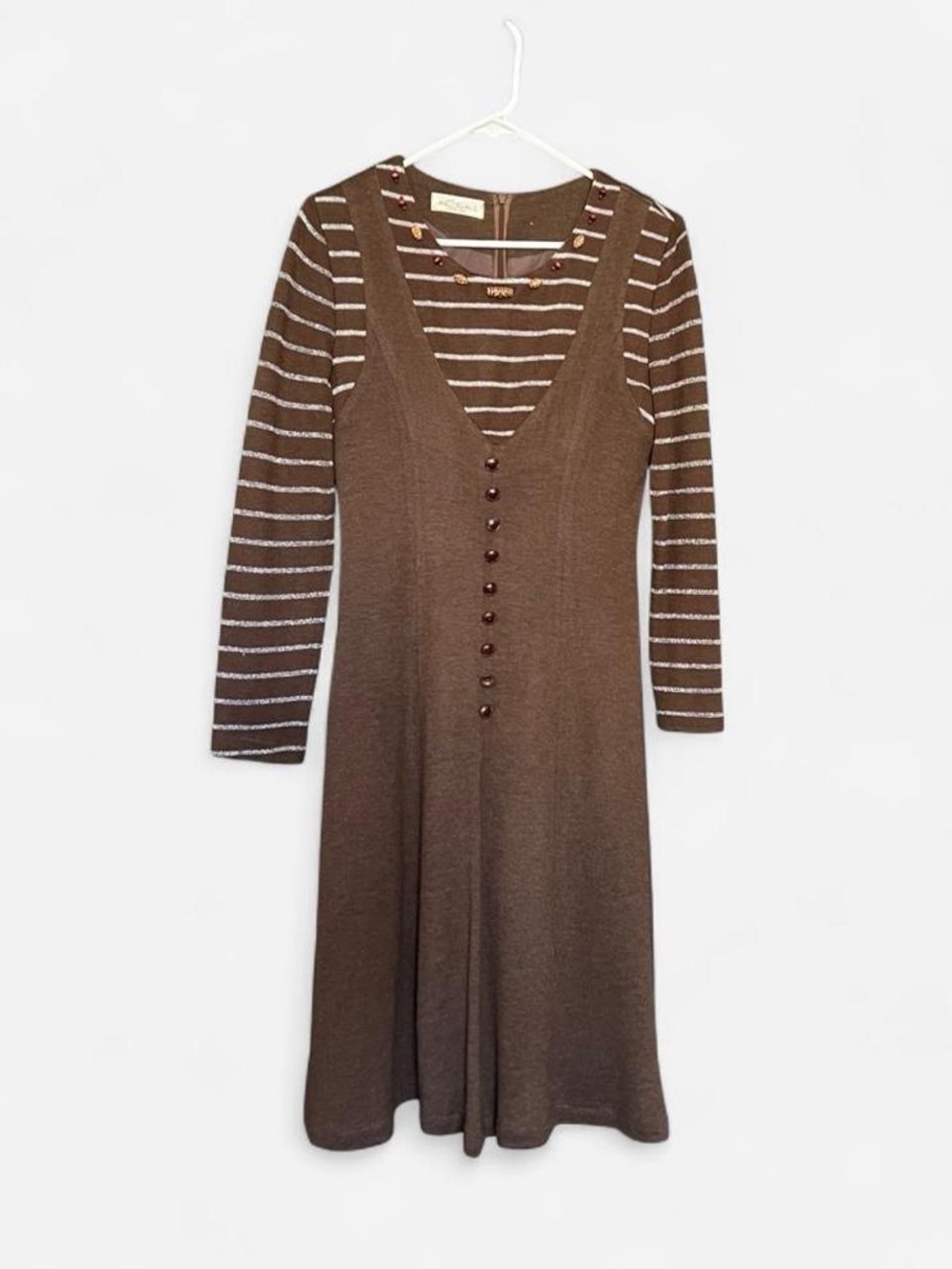 Brown Striped Layered Knit Dress 1970’s
